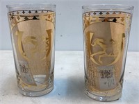 (2) GOLD 2017 Kentucky Derby Glasses - Numbered
