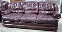 Prestige Leather Style Couch with Nailhead Trim