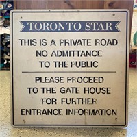 Vintage Toronto Star Private Road Sign