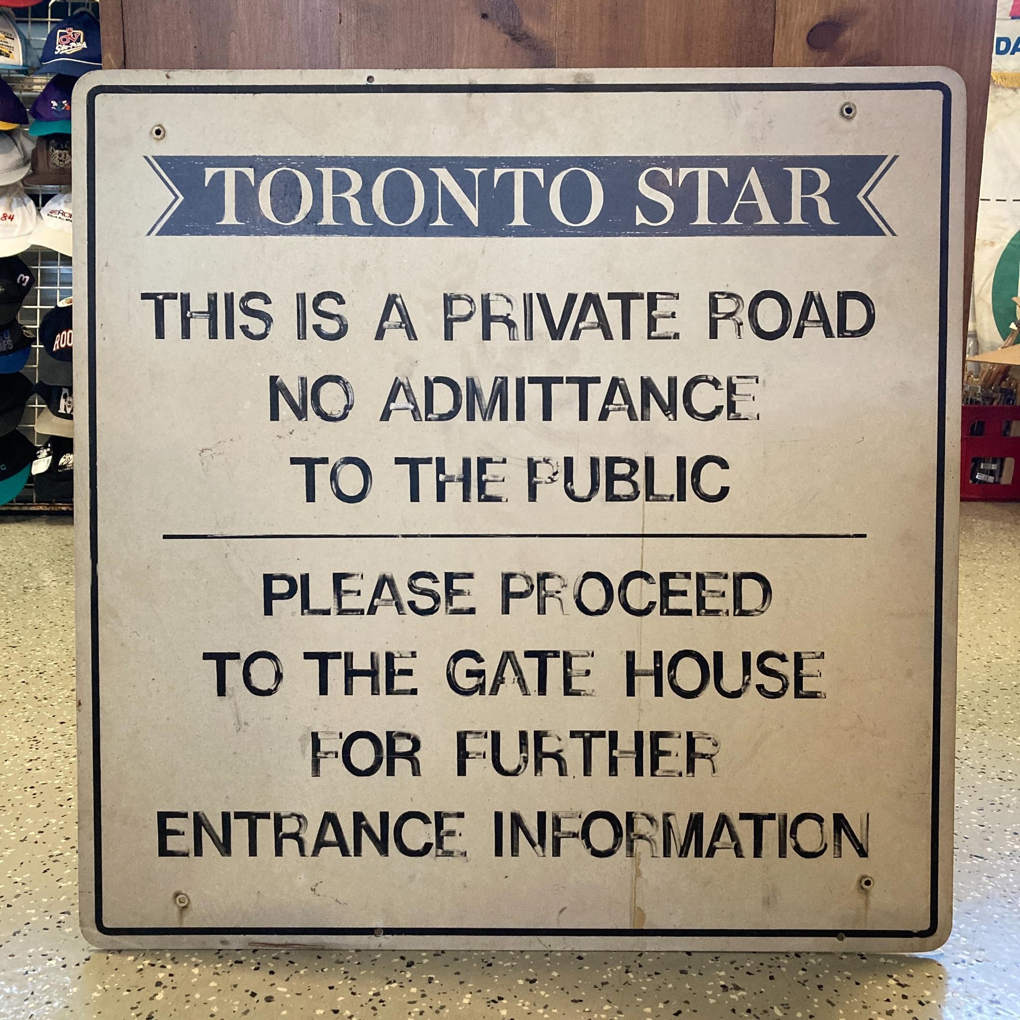 Vintage Toronto Star Private Road Sign Metal