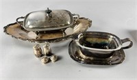 Vintage Silver Plated Serving Platter and Dishes