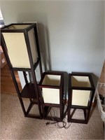 Lot of Three Wooden Lamps