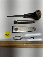 Vtg Tire Gauge,Pabst Can Opener& Ice Pick