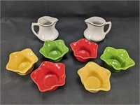 (8) Ceramic Flower Candleholders & Tepco Creamer