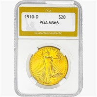 1910-D $20 Gold Double Eagle PGA MS66