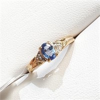 $1200 10K  Sapphire(0.5ct) Diamond(0.02ct) Ring