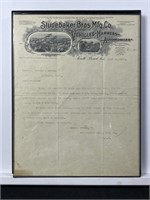Studebaker Letter 1905 Framed