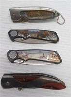 (4) Various folding knives approx. 2.5" to 3"