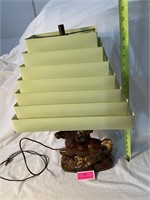 Vintage horse lamp with green metal shade