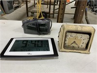 Vintage clock 7x2 and digital clocks 11in to 8in