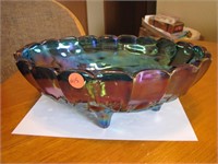 Vintage Carnival Glass Harvest Grape Console Bowl