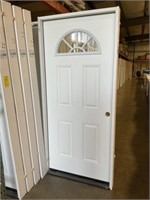 36" LH Fiberglass Fan Light Exterior Door