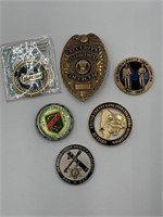 Lot of Law Enforcement Coins and 1 Pin