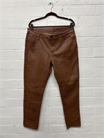 Brown Faux Crocodile Print Pants