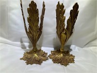 Antique Brass Plated Candle Holders 7.5" Tall