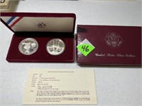 1983 & 1984 Proof Olympic Silver Dollar 2 Coin Set