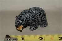 Gorgeous Carved Jasper Spotted Bear w/ Fish