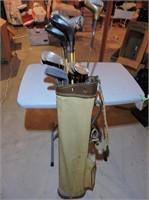 Antique Wood Shaft Golf Clubs With Bag