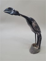Flamingo Carved Water Buffalo Horn Sculpture vtg