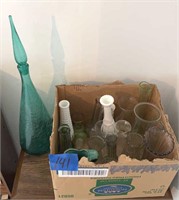 16” vase and box of vases