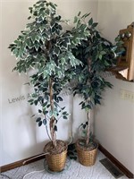 2 matching planters with artificial trees