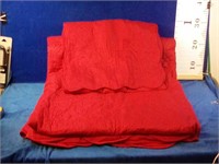 Beautiful Red  Coverlet with Shams