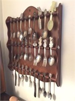 Baby Character Utensils Silverplate And Rack
