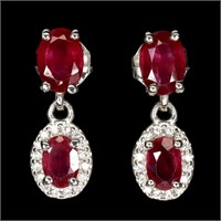 Natural Pigeon Blood Red Ruby Earrings