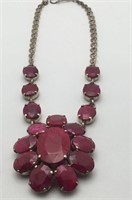 Sterling Silver And Ruby Necklace