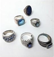 Ladies' Sterling Rings & Blue Stones