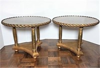 Two Gold Finish Side Tables