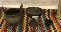 Three Vintage Little Brass Pots