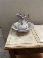 Purple pitcher and bowl