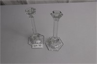 Clear Glass Candlesticks / Imperial Crystal