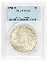 Coin 1921-D Morgan Silver Dollar-PCGS MS63