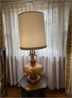 Hollywood Regency Table Lamp Amber Glass Cherub