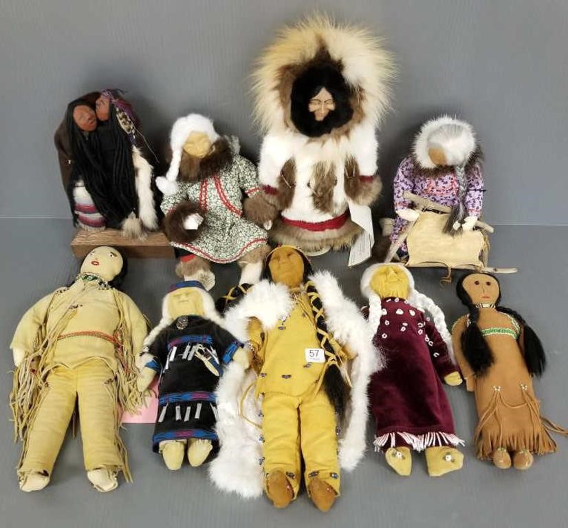 Group of handmade Native American dolls - beaded