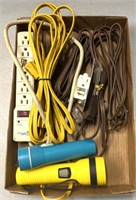 Power surge protector/extension cords/flashlights