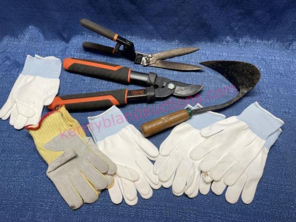 Garden tools & 5-pr ladies gloves