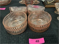 Set Of 8 Queen Mary Pink Depression Glass Bowls