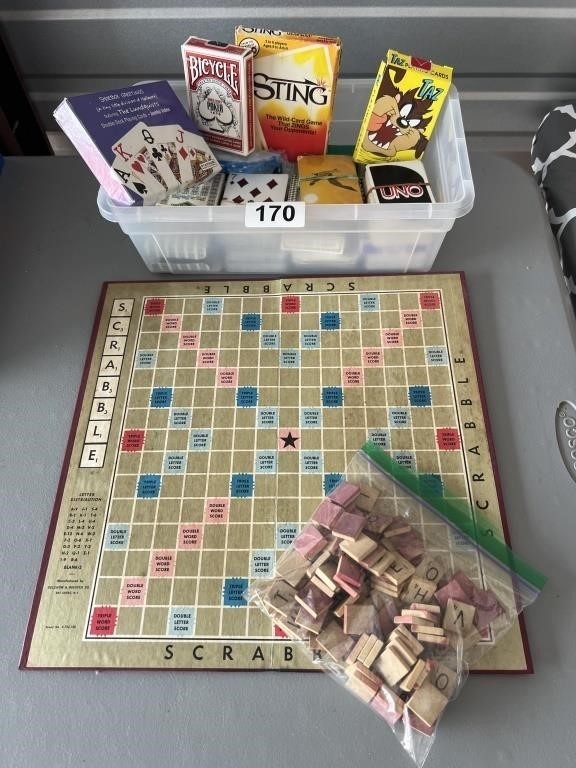 Box of Playing Cards & Scrabble Game U233