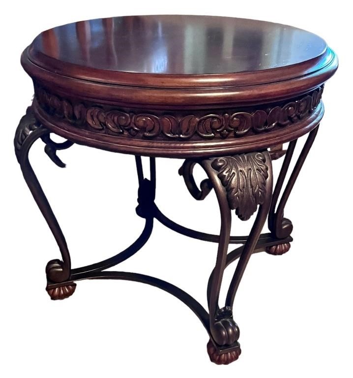 Stunning Wood & Iron Side Table