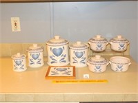 Group of Ceramic Canisters & Ramekins in the Blue