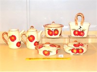 Group of Ceramic Apple Pattern Kitchen Ware -