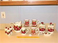 Group of Apple Pattern Kitchen Ware - some match