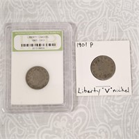 1901 & 1904 Liberty "V" 5 Cent Nickels