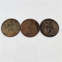 1918, 1927, 1963 United Kingdom ONE Penny