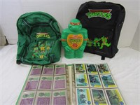 Mutant Ninja Turtle Lot-Trading Cards, 2 Backpacks