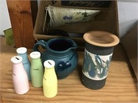 Coin Banks, Pottery Pitcher, Assorted Items