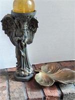 Brass Tray & Angel Candle Holder